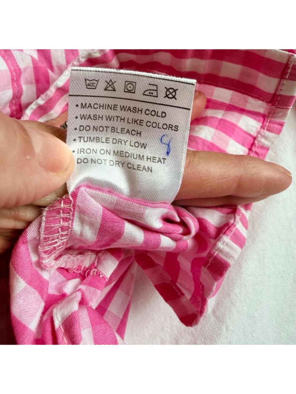 Spring&Gege Boys Pink Gingham Button-Up Shirt Long Sleeve 100% Cotton Size 5-6Y - Picture 6 of 7